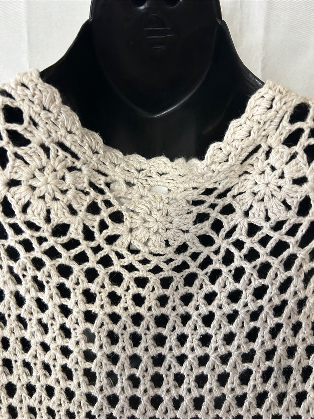 Christopher & Banks Cream Crochet Openwork Short-Sleeve Cardigan Size M - Picture 7 of 11